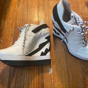 Ruthie Davis B/W Sneaker Bootie Wedges